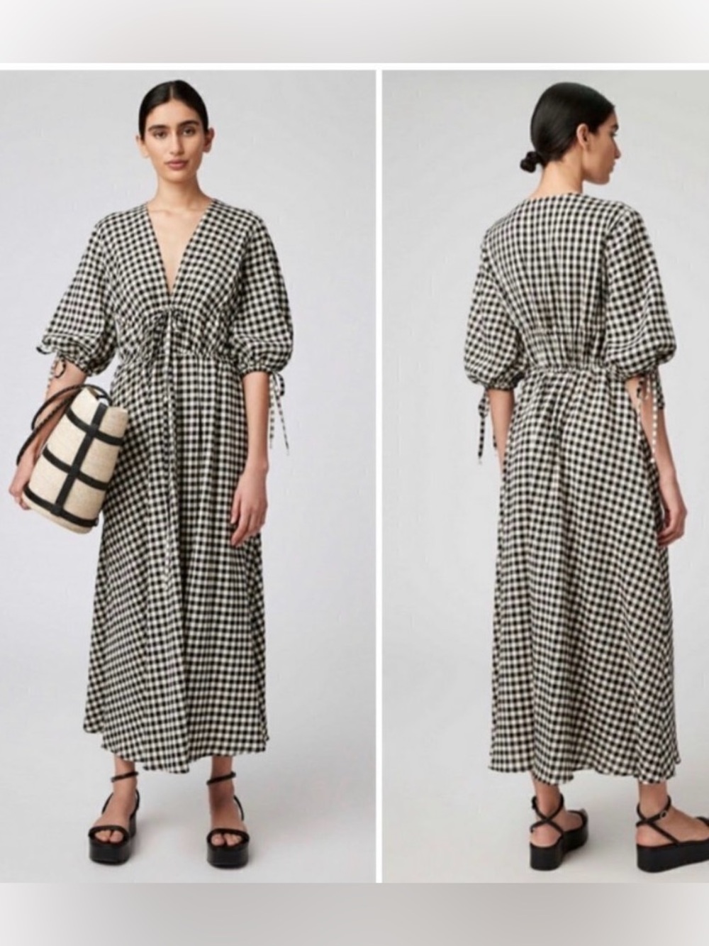 ALTUZARRA Donrine Cotton-Blend Gingham Midi Dress
